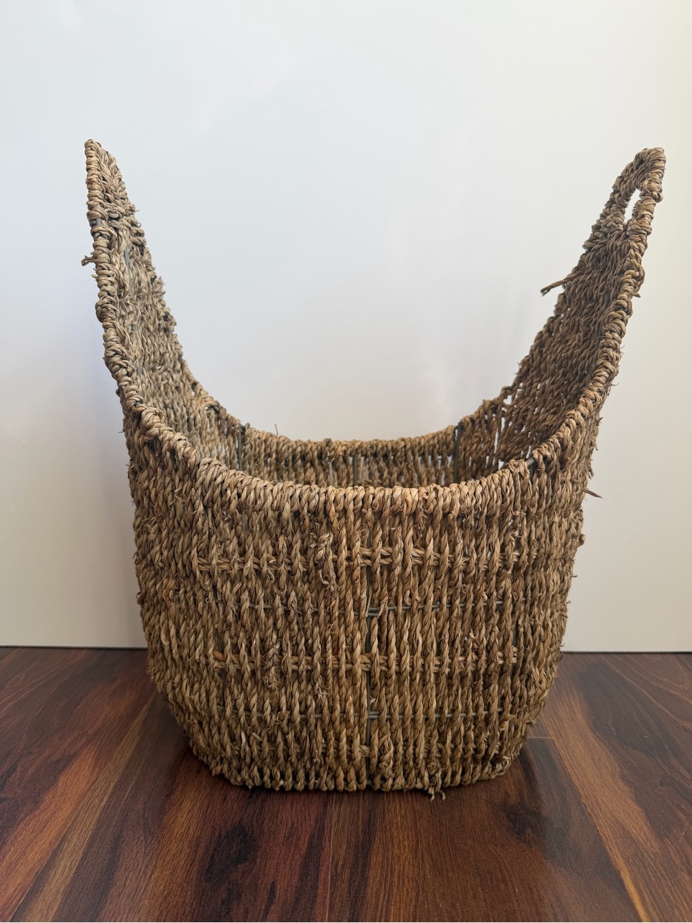 Thirty-One Seagrass Straw Woven Basket Toilet Paper Magazine Holder No Rod
